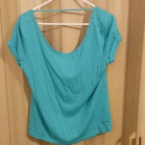 PINK Victoria's Secret Turquoise Top Short Sleeved Scoop Neck Modal Blend